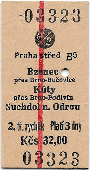 Praha střed - Bzenec, Kúty, Suchdol nad Odrou (↟)(½)