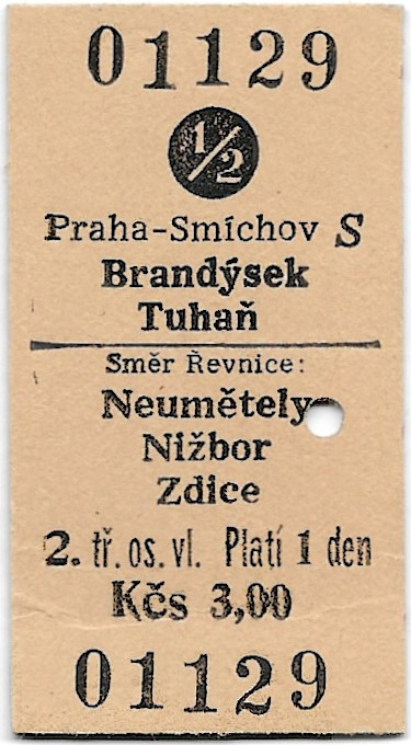 Praha-Smíchov - Brandýsek, Tuhaň, Neumětely, Nižbor, Zdice (½)