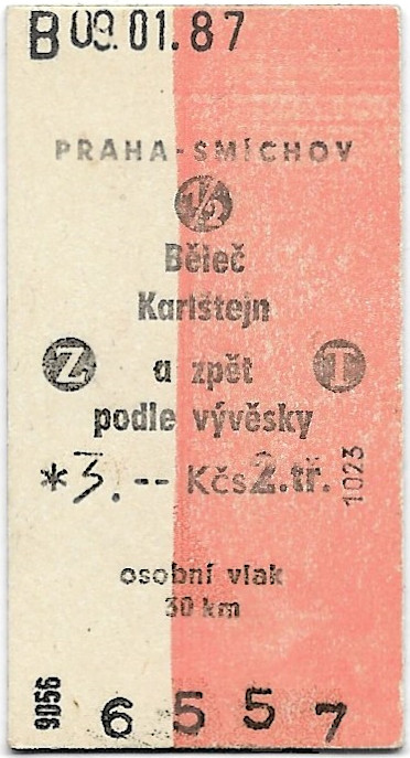 Praha-Smíchov - Běleč, Karlštejn (⇵)(½)