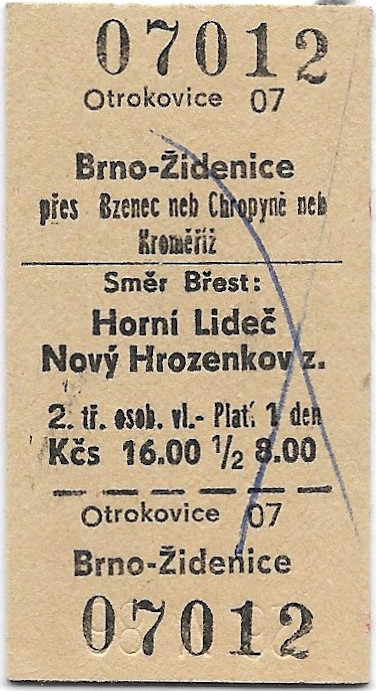 Otrokovice - Brno-Židenice, Horní Lideč, Nový Hrozenkov zastávka