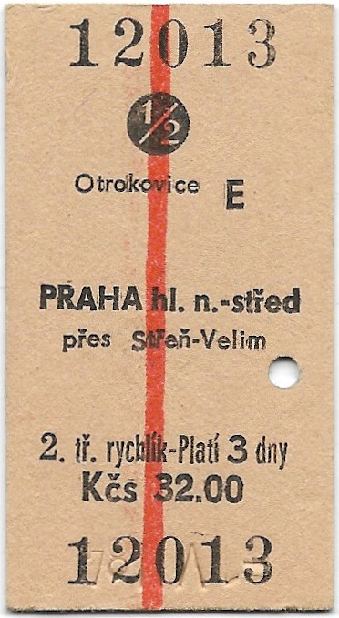 Otrokovice - Praha hlavní nádraží, Praha střed (↟)(½)