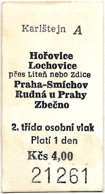 Karlštejn - Hořovice, Lochovice, Praha-Smíchov, Rudná u Prahy, Zbečno